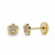Pendientes oro mini flor circonitas 4mm