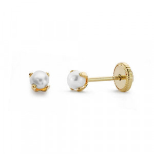 Pendientes oro mini perla 3mm