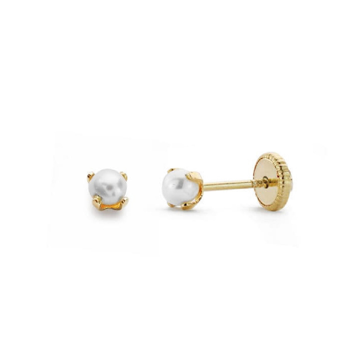 Pendientes oro mini perla 3mm