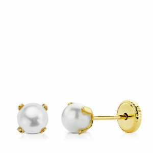 Pendientes oro mini perla 4mm