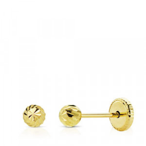 Pendientes oro mini bola tallada 3mm