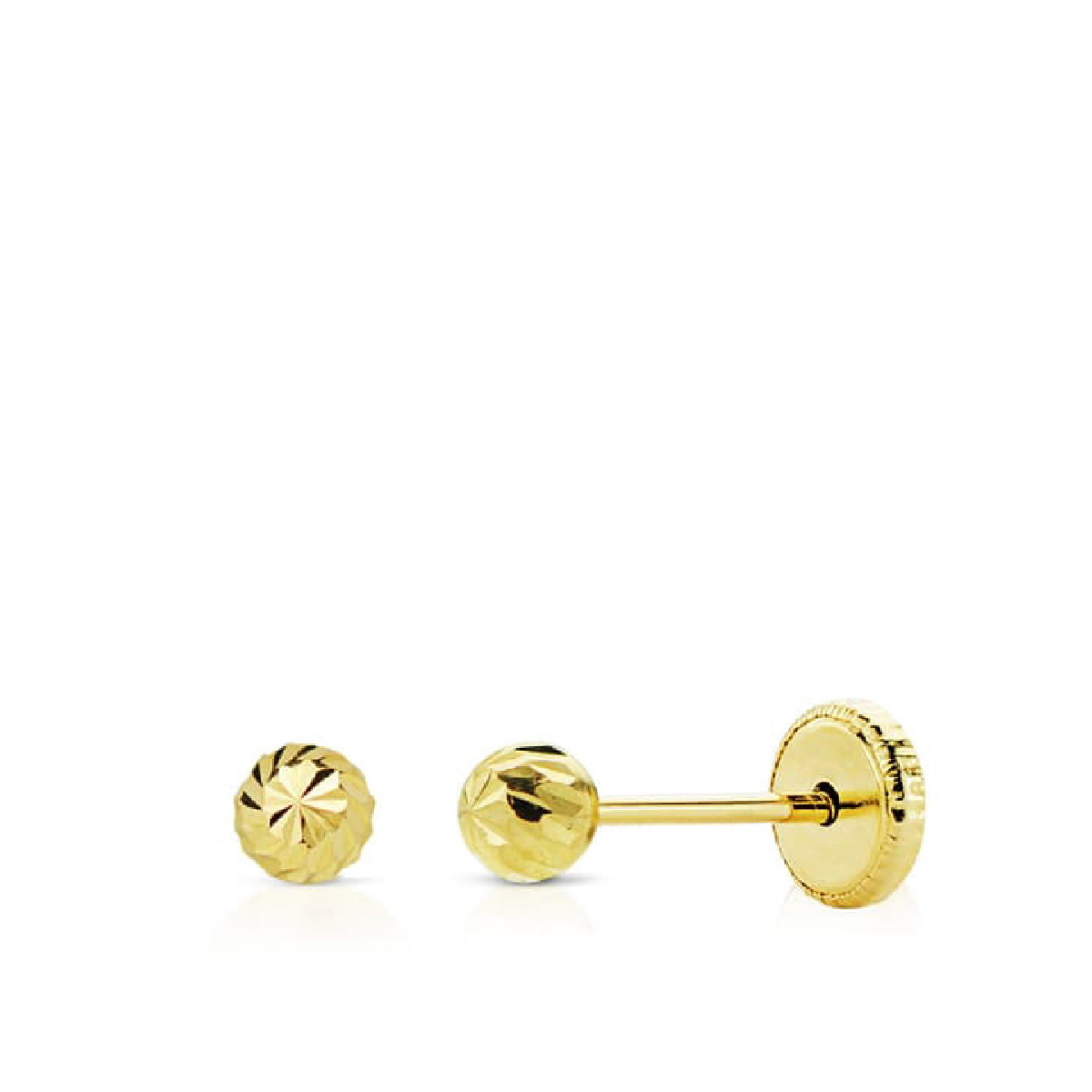 Pendientes oro mini bola tallada 3mm