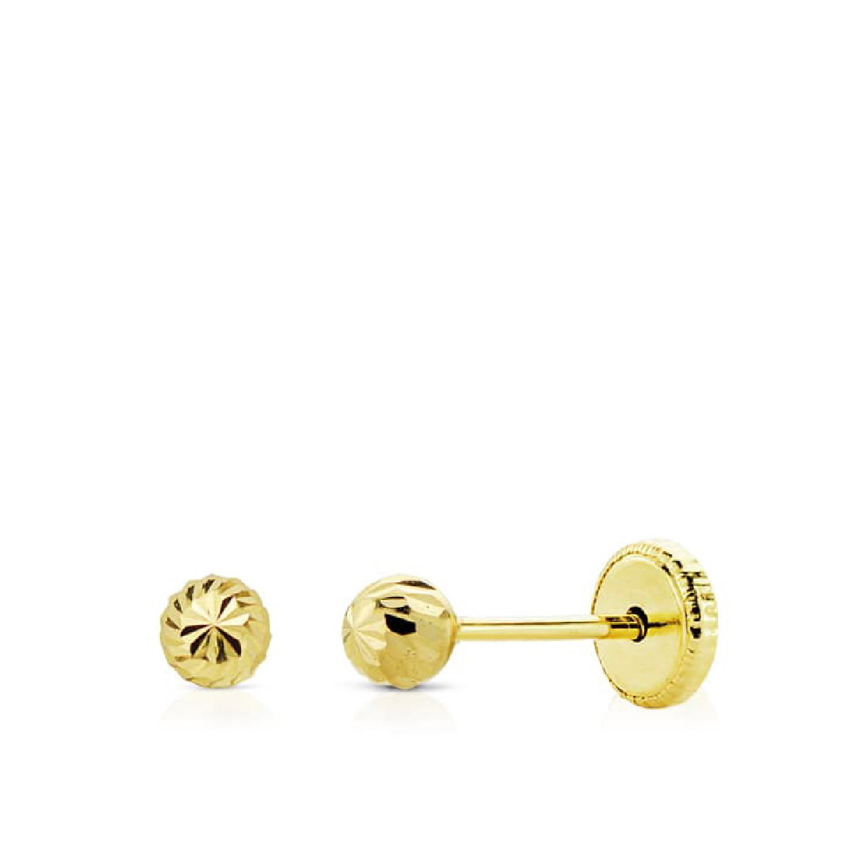 Pendientes oro mini bola tallada 4mm