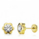 Pendientes oro mini chatón flor con circonita 7mm