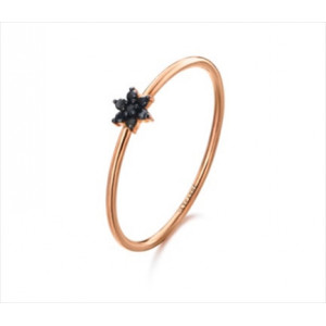 Anillo oro rosa roseta mini diamantes black. LeCarré