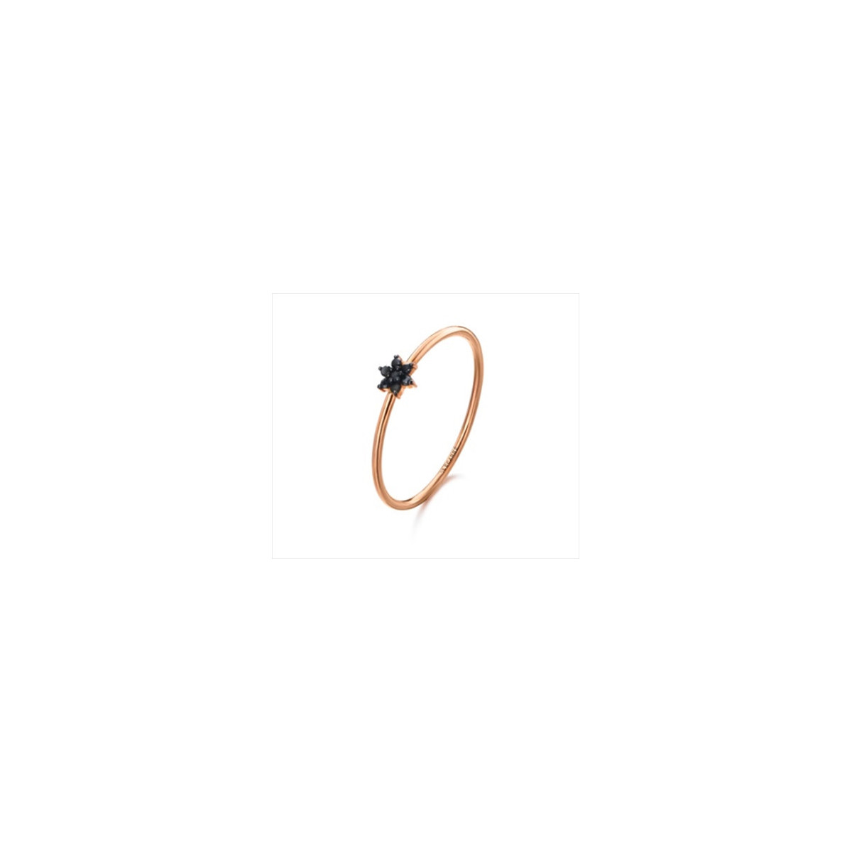 Anillo oro rosa roseta mini diamantes black. LeCarré