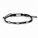 Pulsera de hilo negro con tres motivos de plata. Promojoya