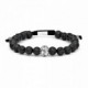 Pulsera de bolas de piedra volcánica con un motivo de plata. Promojoya