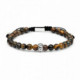 Pulsera bolas de piedra de ojo de tigre con un motivo de plata. Promojoya
