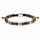 Pulsera de bolas de ojo de tigre con tres motivos de plata. Promojoya