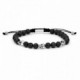 Pulsera de bolas de piedra volcánica con tres motivos de plata. Promojoya