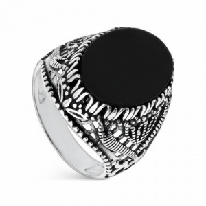 Sello de plata con piedra ónix. Talla 22. Promojoya