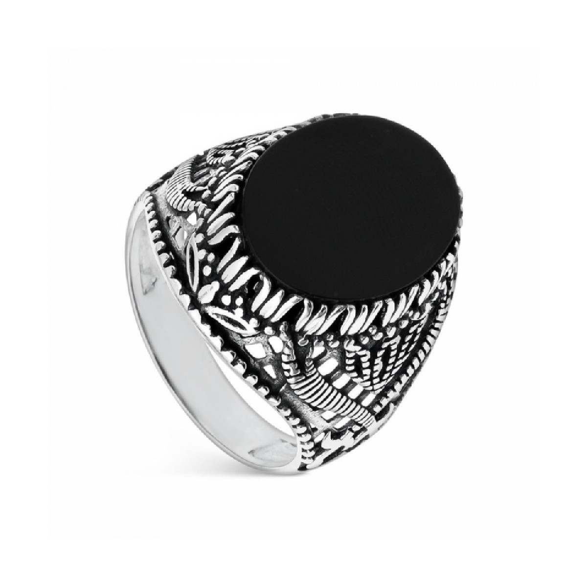 Sello de plata con piedra ónix. Talla 22. Promojoya