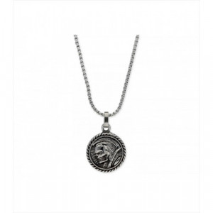 Colgante de acero con un calavera tallada. Liska