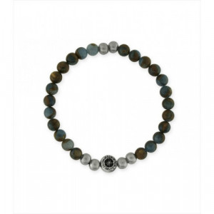 Pulsera de piedras celeste con un motivo de acero. Liska