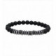 Pulsera de acero, circonitas negras y piedras de óniz matizado. Liska